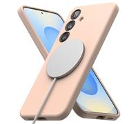 Ringke Silicone Magnetic Compatibile con Cover Samsung Galaxy S25 Plus, Compatibile con Accessori Magnetici, Sensazione Morbida Custodia Antiurto Antigraffio Leggero - Pink Sand