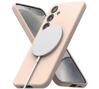 Ringke Silicone Magnetic Compatibile con Cover Samsung S24, Compatibile con Accessori Magnetici, Morbido Custodia Antiurto Disegnato per Cover Samsung Galaxy S24 - Pink Sand