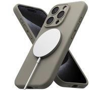 Ringke Silicone Magnetic Compatibile con MagSafe per Cover iPhone 15 Pro, Custodia Morbida Antiurto Antigraffio Rivestimento Morbido con Protezione Fotocamera - Gray