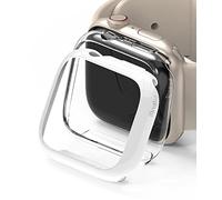 Ringke Slim (2 Pezzi) Compatibile con Cover Apple Watch 9/8 / 7 45mm, Custodia Sottile Rigida PC Antigraffio - Clear & White