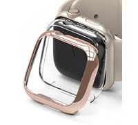 Ringke Slim (2 Pezzi) Compatibile con Cover Apple Watch 9/8 / 7 45mm, Custodia Sottile Rigida PC Antigraffio - Clear & Chrome Rose Gold