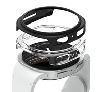 Ringke Slim (2 Pezzi) Compatibile con Cover Samsung Galaxy Watch 8 44mm, Custodia Protezione Calza Perfetto Estetica Anti Graffio Sottile PC Rigida - Clear & Matte Black