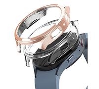 Ringke Slim Compatibile con Cover Samsung Galaxy Watch 5 44mm (2 Pezzi), Custodia Sottile Rigida PC Antigraffio - Clear & Chrome Rose Gold