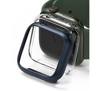 Ringke Slim per Cover Apple Watch 9/8 / 7 41mm - Clear & Metallic Blue | Custodia, 2 pezzi, sottile, leggero, rigida PC