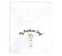 Ringmasters LDS - Asciugamano ricamato per battesimo con capelli biondi e ragazzo, con scritta in lingua inglese "My Baptism Day", ideale come regalo per il battesimo, 10 x 2 piedi