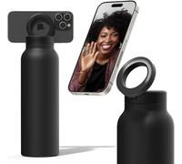 Ringo Bottiglia d'acqua all-in-one, treppiede e supporto magnetico per telefono: bottiglia d'acqua isolata in acciaio inossidabile con supporto magnetico per telefono, caldo 12 ore, freddo 24 ore,