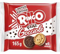 Ringo feat. Gocciole Biscotti Limited Edition, Frollino e Frollino al Cacao con Gocce di Cioccolato e Crema al Latte Ringo, Confezione da 165g