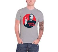 Ringo Starr Beatles Peace Circle Ufficiale Uomo Nuovo Grigio T Shirt Size XXL