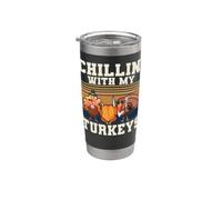 Ringraziamento Chillin con i miei tacchini divertente pellegrino cibo autunno Bicchiere termico in acciaio inox doppia parete
