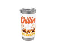 Ringraziamento Chillin With My Turkeys Divertente Ragazzi Bambini Famiglia Bicchiere termico in acciaio inox doppia parete