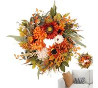 Ringraziamento Fall Wreath, artificiale Sunflowers Berries Wreath, 19,69 pollici Decorative Farmhouse Harvest Welcome Sign for Indoor Outdoor Home Holiday Door Garland, Window Wall Decoration
