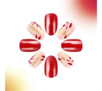 Ringraziamento Full Covers Stick on Nails Foglie Press on Mandorla False Glittering Artificiale per l'inverno Coperture complete Stick on Nails Ringraziamento Premere sulle unghie