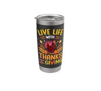 Ringraziamento Gratitudine Grato Grateful Giving Live Life Bicchiere termico in acciaio inox doppia parete