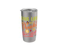 Ringraziamento Gratitudine Grato Grateful Giving Live Life Bicchiere termico in acciaio inox doppia parete