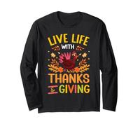 Ringraziamento Gratitudine Grato Grateful Giving Live Life Maglia a Manica