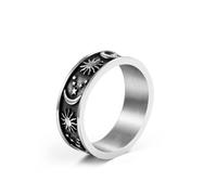 Rings, Anelli Argento Vintage Acciaio Inossidabile Taglia 27 Stella Punk Vintage Luna 7,9 mm Custom Regalo per Fidanzata Mother'S Day Gioielli