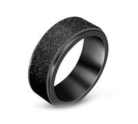 Rings, Anelli Donna Neri Acciaio Inossidabile Taglia 25 Girevole Matte Anxiety 7,8 mm Engraved Regalo per Figlia Graduation Gioielli
