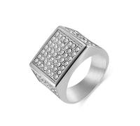 Rings, Anello Acciaio Donna Taglia 17 Hip Hop Largo 17mm Zirconia Cubica Personalized Regalo per Fidanzata Engagement Gioielli