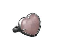Rings for Girls, argento intarsiato cuore cuore naturale rosa al quarzo in pietra regolabile ad anello coda ad anello ad anello ad anello gioiello per donne per donne femminile femminile regalo di San
