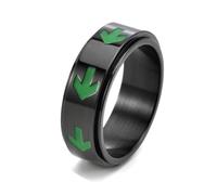 Rings For Women, Anelli Neri Acciaio Inossidabile Taglia 25 8mm Freccia Luminosa Girevole Custom Regalo per Figlia Valentines Day Gioielli