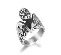 Rings For Women, Anello Donna Argento Vintage Acciaio Inossidabile Taglia 17 22mm Angelo Custom Regalo per Madre Mother'S Day Gioielli