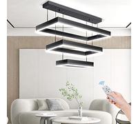 Rings Rectangle for Living Room,Adjustable Height,Foyer Chandelier Lighting Fixture High Ceiling Hanging LED Pendant Light