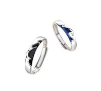 Rings Rings Personalized Coppia Anelli Promise, Wedding Cand Sterling Regolable per coppia, round con set di anelli geometrici