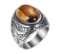 Ringschachtel 2 Ringe Retro-Schmuck Türkis Ringe für Männer Stahl eingelegt drei Farben Ring Männer dominant Opal Ring Gardine Ringe Mit Clip (A, B)