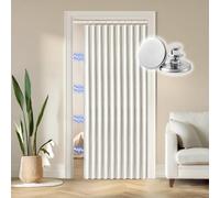 RINHARTEX Tenda magnetica oscurante a fisarmonica, per porta, per armadio, pieghettata, pieghevole, per porta a fisarmonica, divisorio per camera da letto, bagno, soggiorno (132 x 198 cm, bianco crema