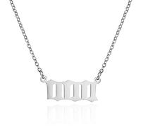 RINHOO Collana in acciaio inox con ciondolo a forma di angelo con numero 111 222 333 444 555 666 777 888 999 in acciaio inox con ciondoli numerologici, Acciaio inossidabile, non lo so
