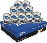 RINKLEE LC-4WBN LC-4WBN9 Nero su Bianco Nastro per Etichette Compatibile con Epson LabelWorks LW-300 LW-300L LW-400 LW-500 LW-600P LW-700 LW-900P LW-1000P KingJim Tepra Pro | 12 mm x 8 m | 10 Cassette