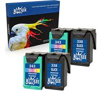 RINKLEE Sostituzione per HP 338 343 Cartucce Compatibile con HP Photosmart 2575 2610 2710 8150 8450 8750 C3180 DeskJet 460 6540 9800 PSC 1610 2355 Officejet 100 150 H470 | 2 Nero, 2 Tricolore