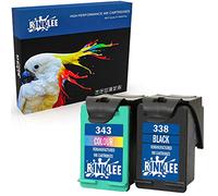 RINKLEE Sostituzione per HP 338 343 Cartucce Compatibile con HP Photosmart 2575 2610 2710 8150 8450 8750 C3180 DeskJet 460 6540 9800 PSC 1610 2355 Officejet 100 150 H470 | 1 Nero, 1 Tricolore