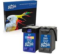 RINKLEE Sostituzione per HP 56 57 Cartuccia d'Inchiostro Compatibile con HP Deskjet 450 5150 5550 9680 Officejet 4215 5610 6110 Photosmart 7260 7350 7450 7960 PSC 1210 1215 1315 2110 | 1 Nero 1 Colore