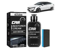 Rinnova Plastiche Auto 100 ml, Rimuovi Graffi Plastica, Nero Car Renovator | Detergente per Interni Auto con Spugna, per Riparare Plastica e Gomma Scolorite e Opache