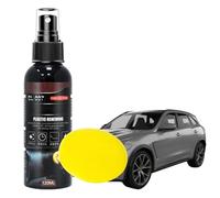 Rinnova Plastiche Auto, Detergente per Interni Auto, 120ml Restauratore e Lucidante per Plastica, Gomma, Pelle, Ripara Lo sbiadimento e previene l'invecchiamento precoce, + Spugna