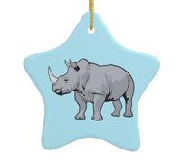 Rinoceronte animale che stampa le decorazioni di Natale, ornamenti dell'annata di ceramica con il cavo d'attaccatura, ornamento d'