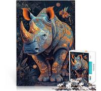 Rinoceronte animale Puzzle da 1000 pezzi per adulti Giocattoli che creano dipendenza e sfidano l'intelligenza del cervello regali per amici e familiari 38x26cm