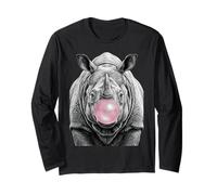 Rinoceronte Che soffia Rosa Bubblegum Bubble Art Maglia a Manica