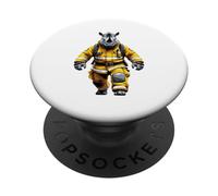 Rinoceronte pompiere con uniforme da soccorso PopSockets PopGrip Adesivo