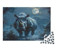 Rinoceronte Puzzle Impossibili 1000 Pezzi Forestaa nella Notte di Luna Decorazione Per La Casa. Rilassamento E Intelligence Per Adulti E Ragazzi Da 14 Anni 1000pcs (75x50cm)