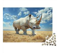 Rinoceronte Puzzle Impossibili 1000Pcs Savana africana Decorazione Per La Casa. Rilassamento E Intelligence Per Adulti E Ragazzi Da 14 Anni 1000pcs (75x50cm)
