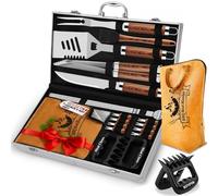 RINPIR - Set di 21 accessori per barbecue con coperta di carne riutilizzabile da 53 cm, regalo per la festa del papà per uomini e papà strumenti per griglia in acciaio