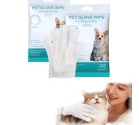 Rinse Free Dog Shampoo Mitts, Pet Glove Wipes For Dogs, 6 Packs No Rinse Waterless Dog Wash Mittens, Pet Bath Wipes Cleaning Gloves, Extra Thick/Unscented Glove Wipes (2PCS)