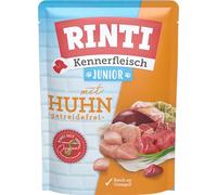 RINTI - Carne d'intenditore Junior | Alimento umido con 70% di carne per cani in crescita. Alimento completo senza cereali in scatola senza soia, coloranti e conservanti | 10 x 400 g di pollo