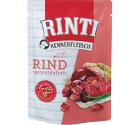 RINTI Carne intenditore di manzo | 10 x 400 g | Alimento completo per cani adulti in sacchetto fresco | Mangime senza cereali ad alto contenuto di carne | Per regolare la digestione