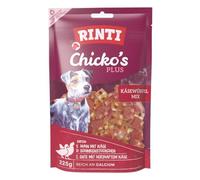 RINTI - Chicko Plus Mix di cubetti di formaggio | Deliziosi snack con carne fresca per cani adulti. Spuntino ricco di calcio in sacchetto fresco | 225 g di pollo con formaggio e prosciutto + anatra