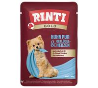 RINTI Gold 10 x 100 g Alimento umido per cani - Pollo puro & Cuori di pollame