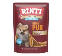 RINTI Gold Junior Cibo umido con olio di salmone per cani giovani in crescita, cibo completo in sacchetto fresco senza cereali, carne modellata, soia o additivi artificiali, 10 x 100 g di pollo puro