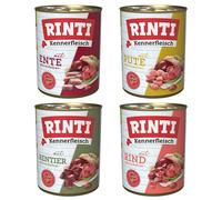 RINTI Kennerfleisch 12 x 800 g Alimento umido per cani - Mix 2: Manzo, Tacchino, Anatra, Renna